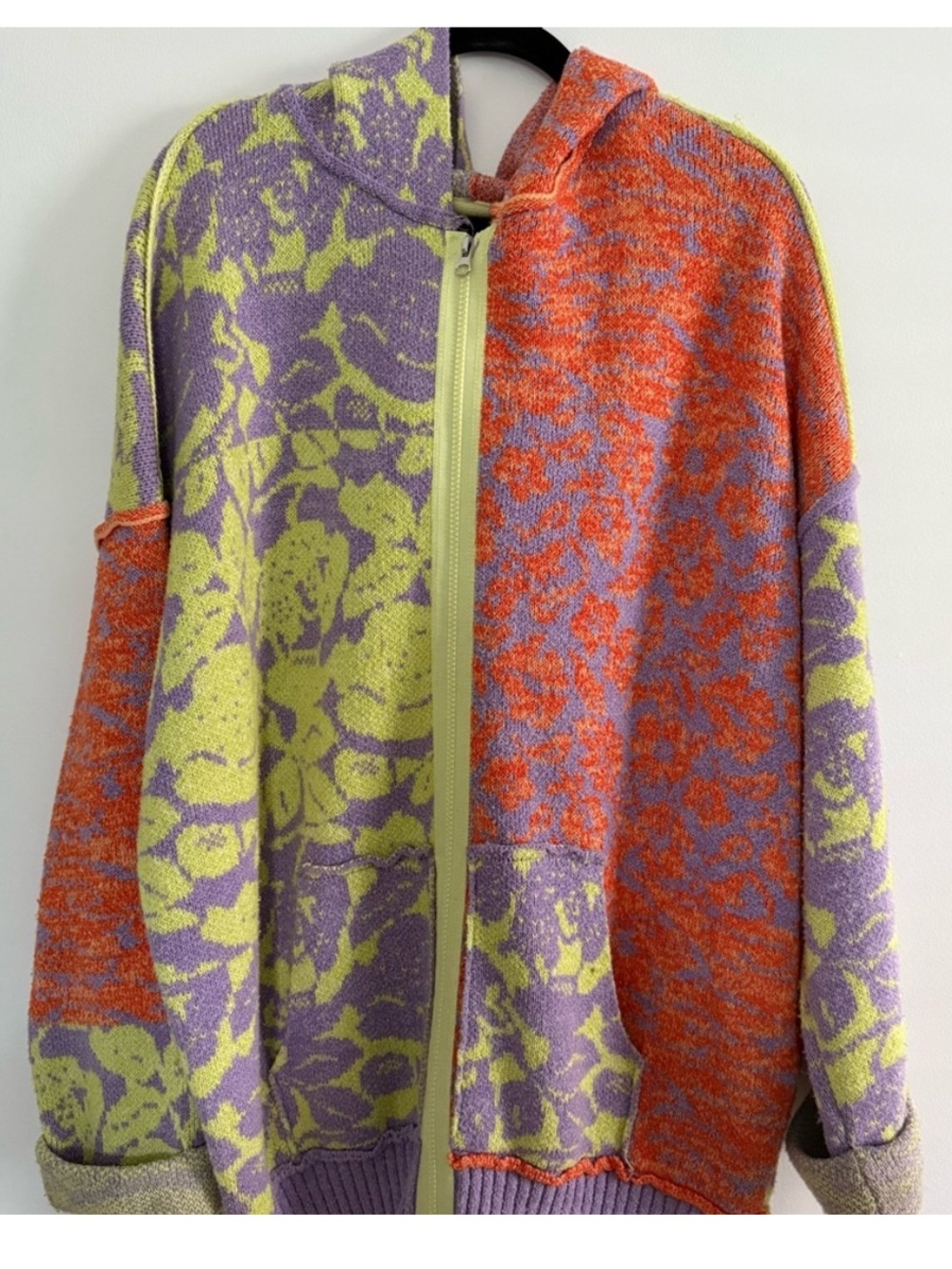 Free People Multi-Color Knit Zip Cardigan Hoodie